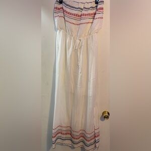 Bobeau Cream Textured Strapless Dress